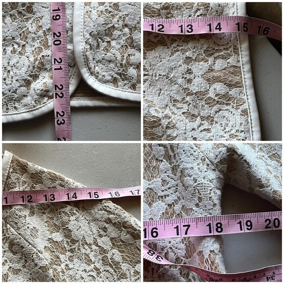Chicos Womens Bonded Lace Henrietta Cardigan White Tan Open Front  Blazer Size 1 - Picture 6 of 12